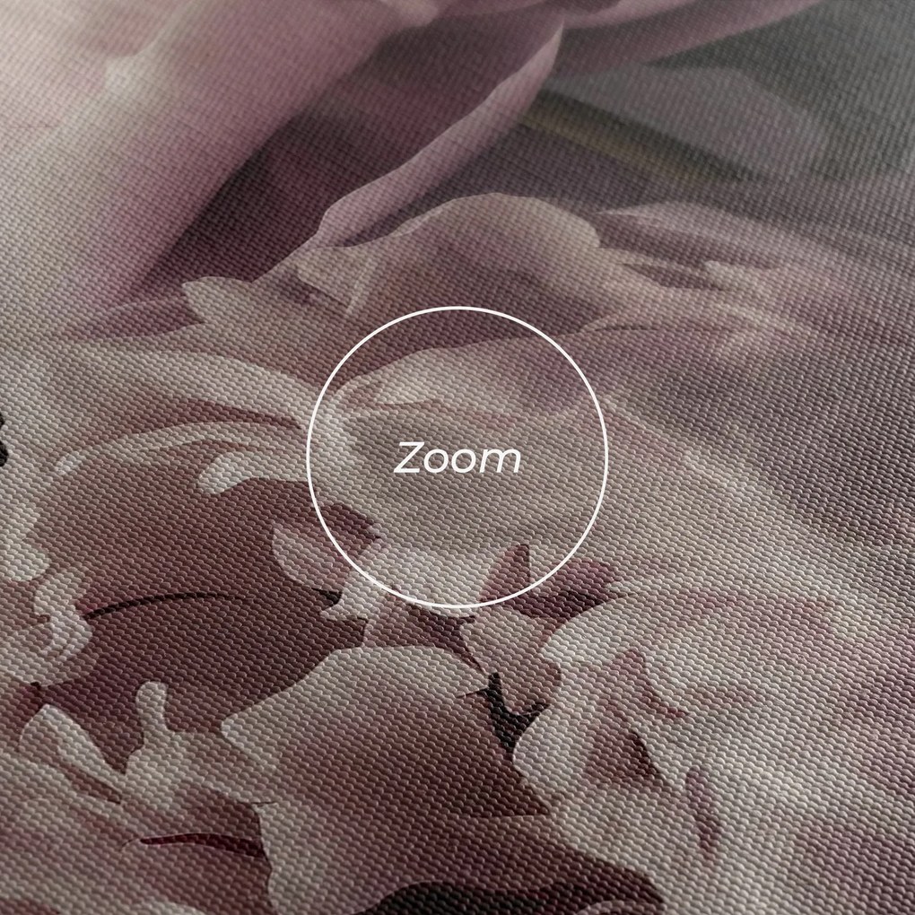 Tablou Canvas, 80x160cm, Dormitor si Living, Flori, Bujori, Grey Pastel Pink Peony
