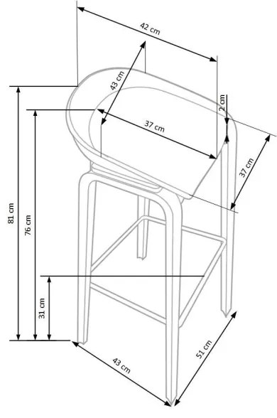 Scaun de bar 81x51 cm bej/alb