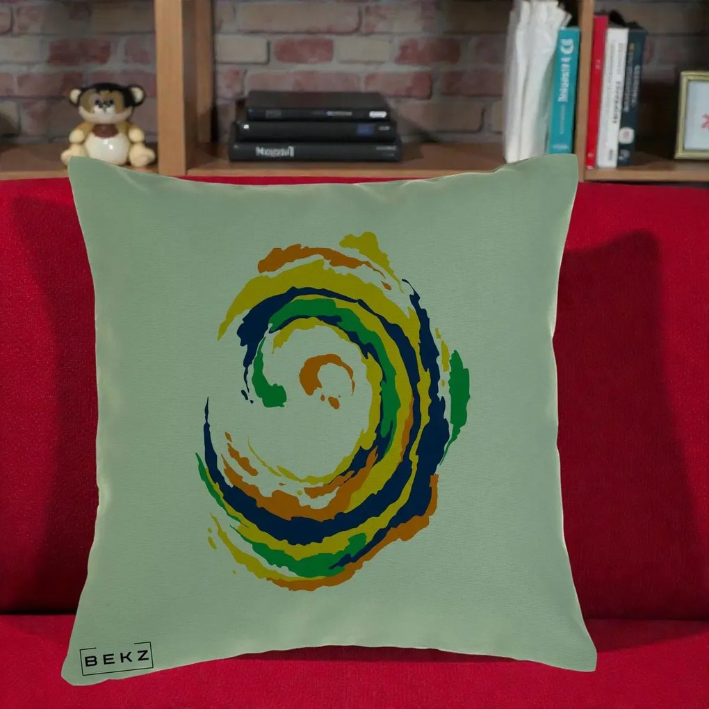 Perna Decorativa Vortex Abstract Colorat, 40x40 cm, Verde, Husa Detasabila, Perna Inclusa, BEKZ®