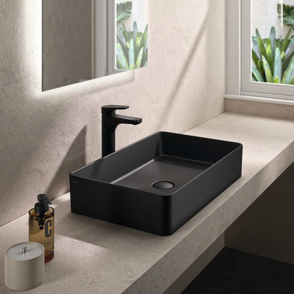 Lavoar pe blat Gala Hera finisaj negru mat 60x38 cm forma dreptunghiulara