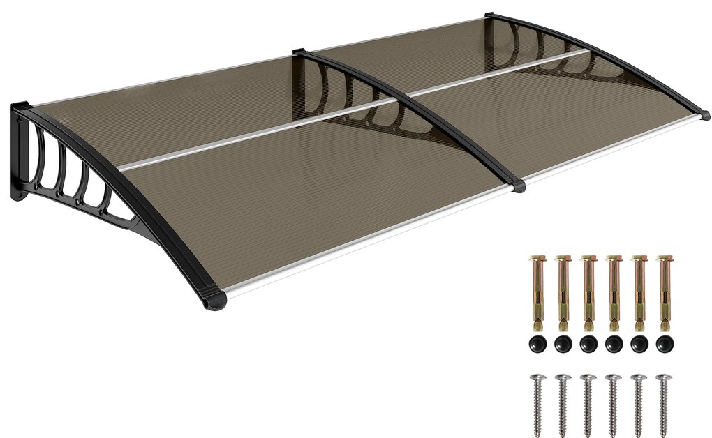Streasina de exterior Outsunny 200x96cm din policarbonat si aluminiu, protectie pentru ferestre si usi, maro | Aosom RO