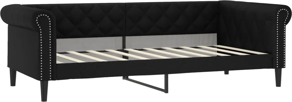 vidaXL Pat de zi, negru, 90x190 cm, piele ecologică