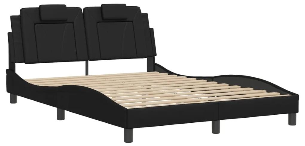 3208096 vidaXL Cadru de pat cu tăblie, negru, 140x200 cm, piele ecologică