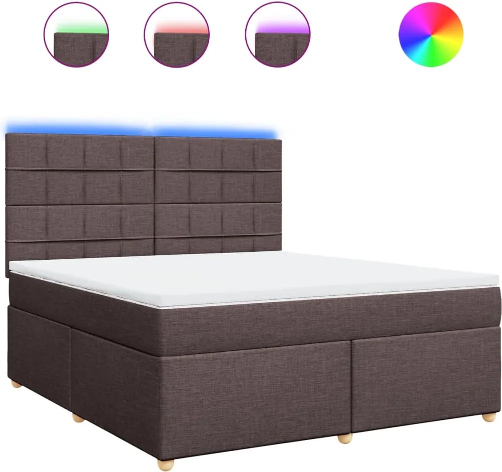 vidaXL Pat continental cu saltea maro închis 180x200cm material textil