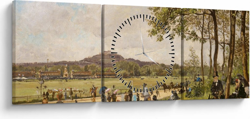 Tablou - French 19th Century, Race Course at Longchamps, reproducere (cu ceas) (90x30 cm)