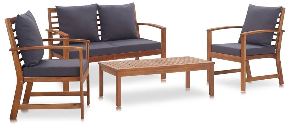 vidaXL Set mobilier de grădină cu perne, 4 piese, lemn masiv de acacia