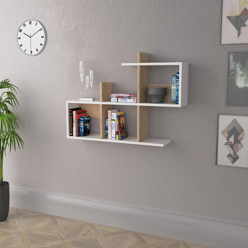 Raft de perete Lagomood Eny - White, Oak