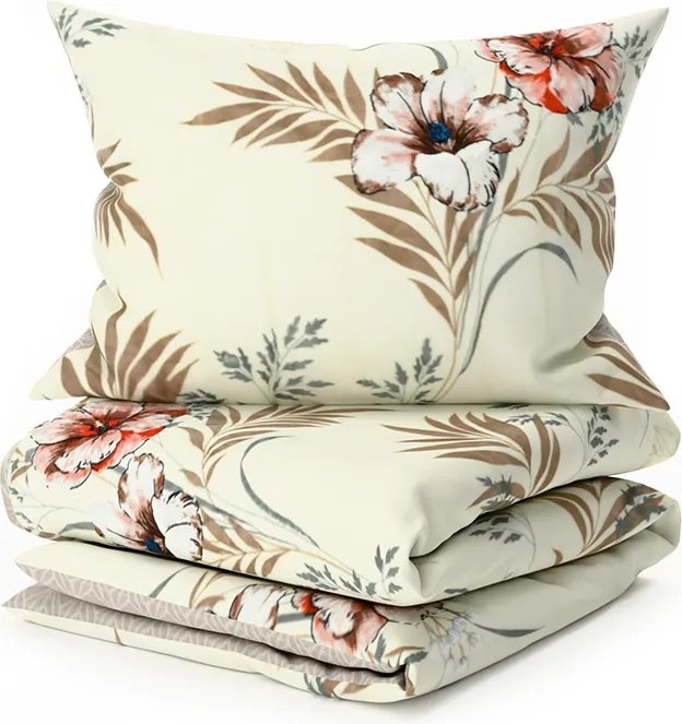 Lenjerie de pat reversibila DUO SENSE SANDORA crem + fata de perna 40x50 cm GRATUIT Dimensiune lenjerie de pat: 70 x 90 cm | 140 x 200 cm