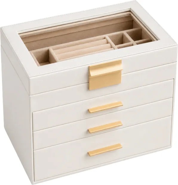 Cutiuta de bijuterii ELEGANT CASE 25,1x21,5x15,3 cm din piele ecologica, bej