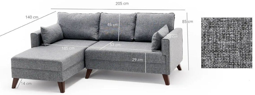Canapea extensibilă de colț Bella Corner Left 2Grey