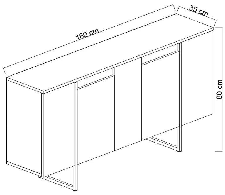 Consolă Luxe Antracit 160x35x80 cm