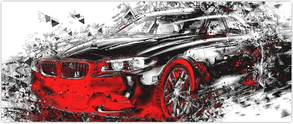 Tablou - Mașina pictată în acțiune (120x50 cm)