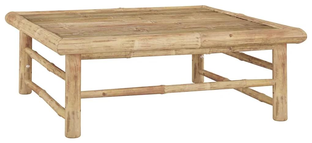 Set mobilier de gradina, 6 piese, perne alb crem, bambus Crem, 2x colt + mijloc  + fotoliu + suport pentru picioare + masa, 1