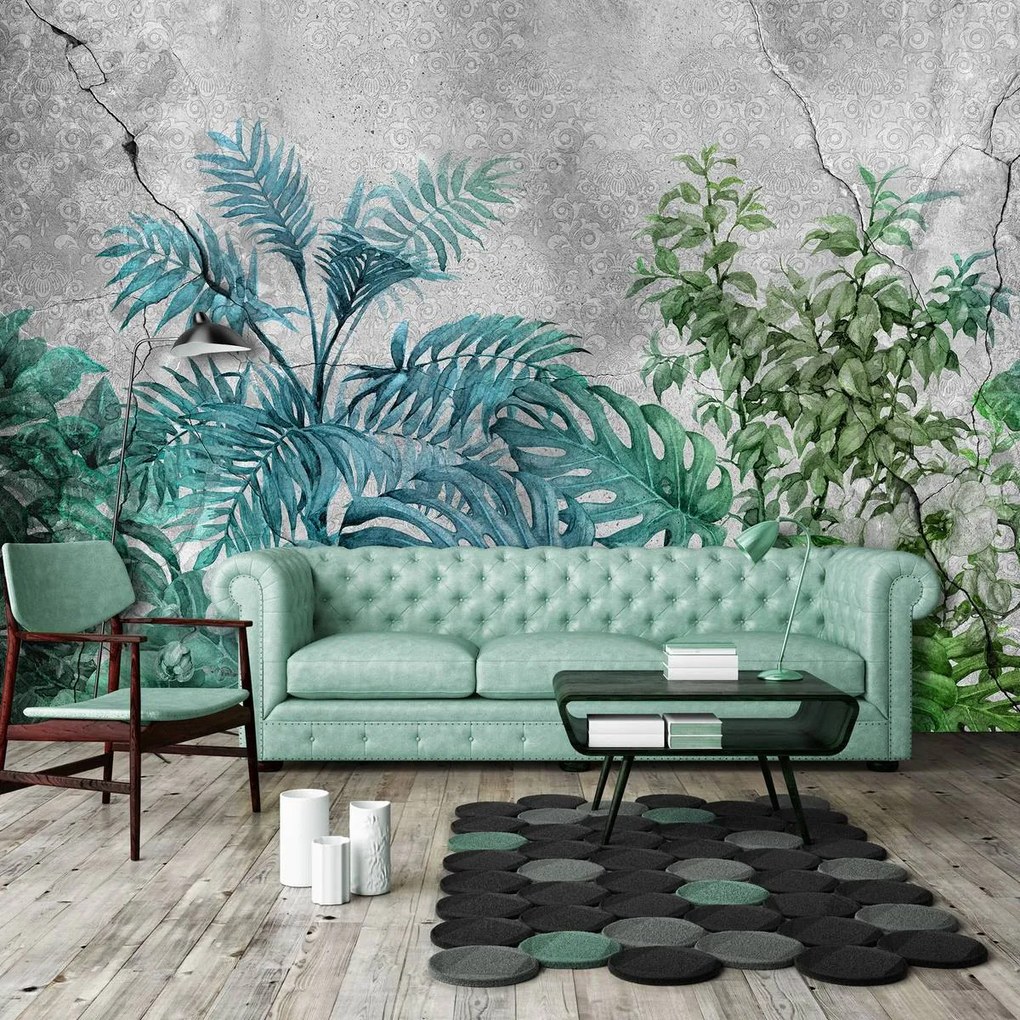 Fototapet - Plante pe beton (152,5x104 cm)