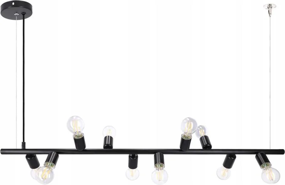 Candelabru pe cablu 10xE27/20W/230V negru
