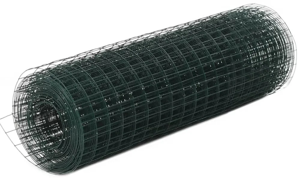 vidaXL Plasă de sârmă găini, verde, 10 x 0,5 m, oțel cu înveliș PVC