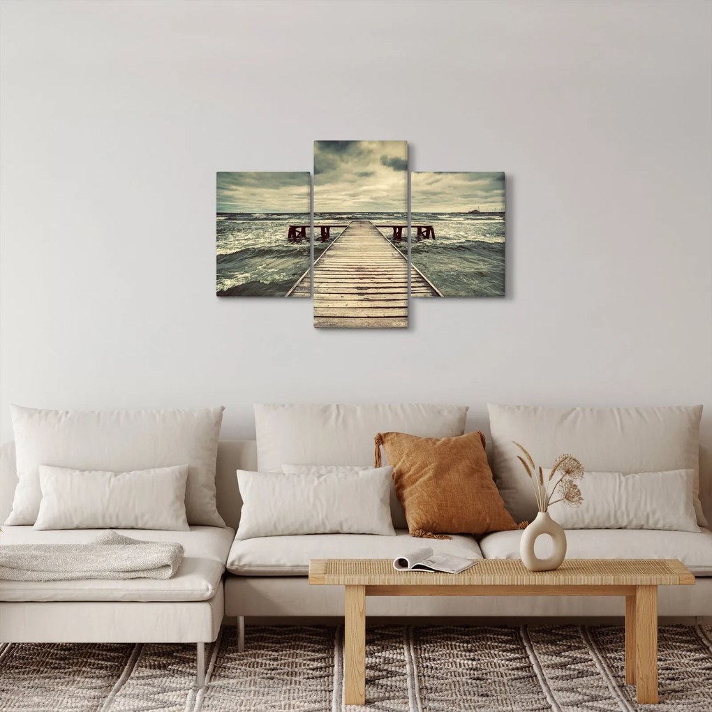 Tablou cu dig din lemn la mare (90x60 cm)