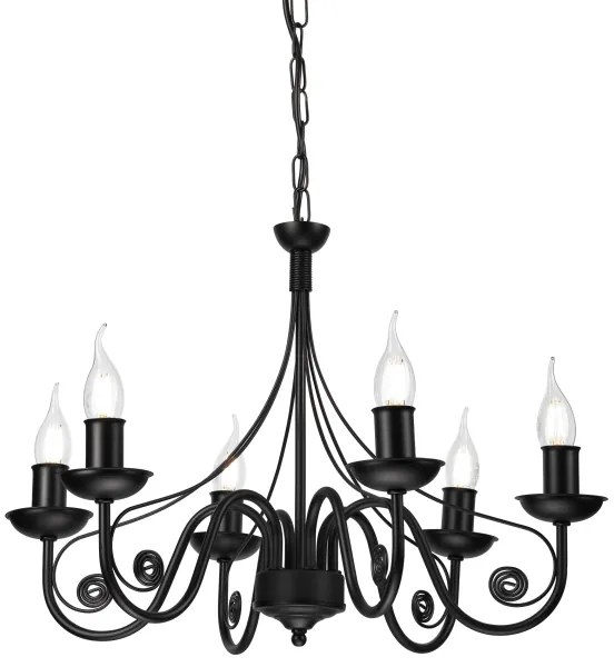 Lustră pe lanț DONATO 6xE14/40W/230V negru