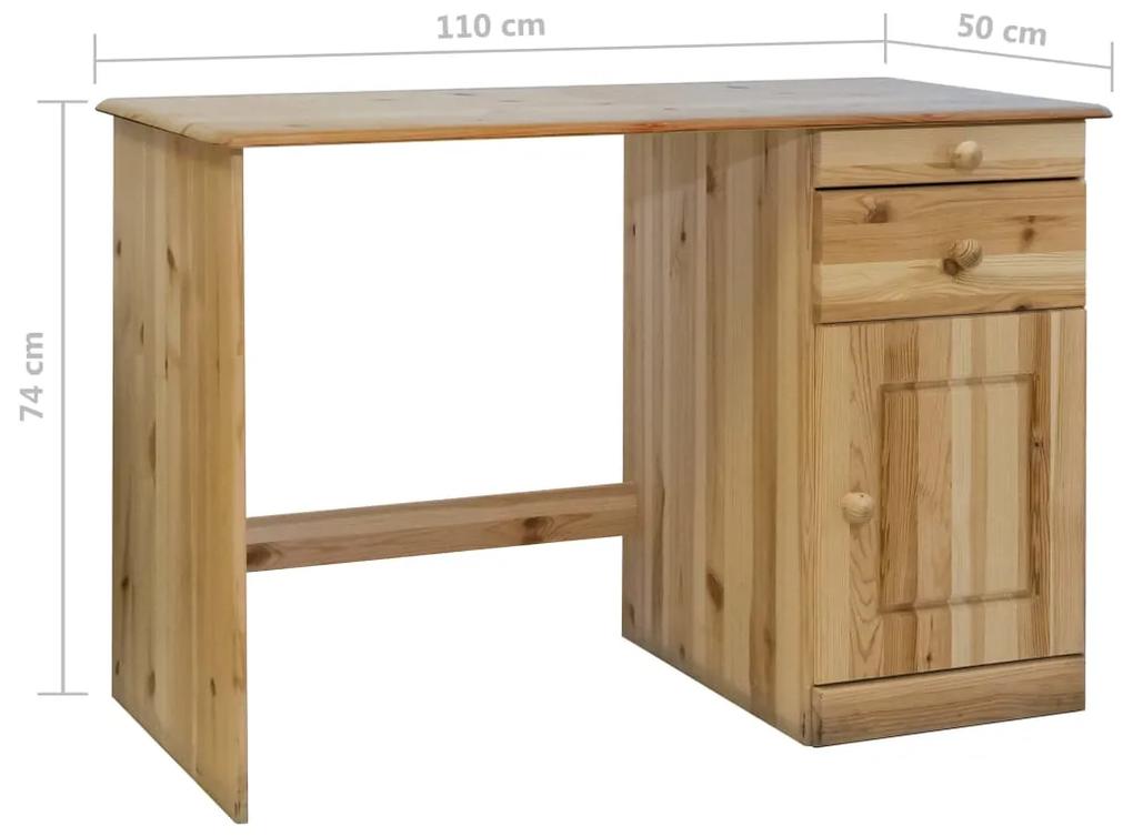 Birou cu sertare, 110x50x74 cm, lemn masiv de pin Maro