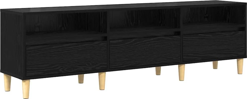 vidaXL Cabinet TV Stejar Negru 150 x 30 x 45 cm Lemn compozit