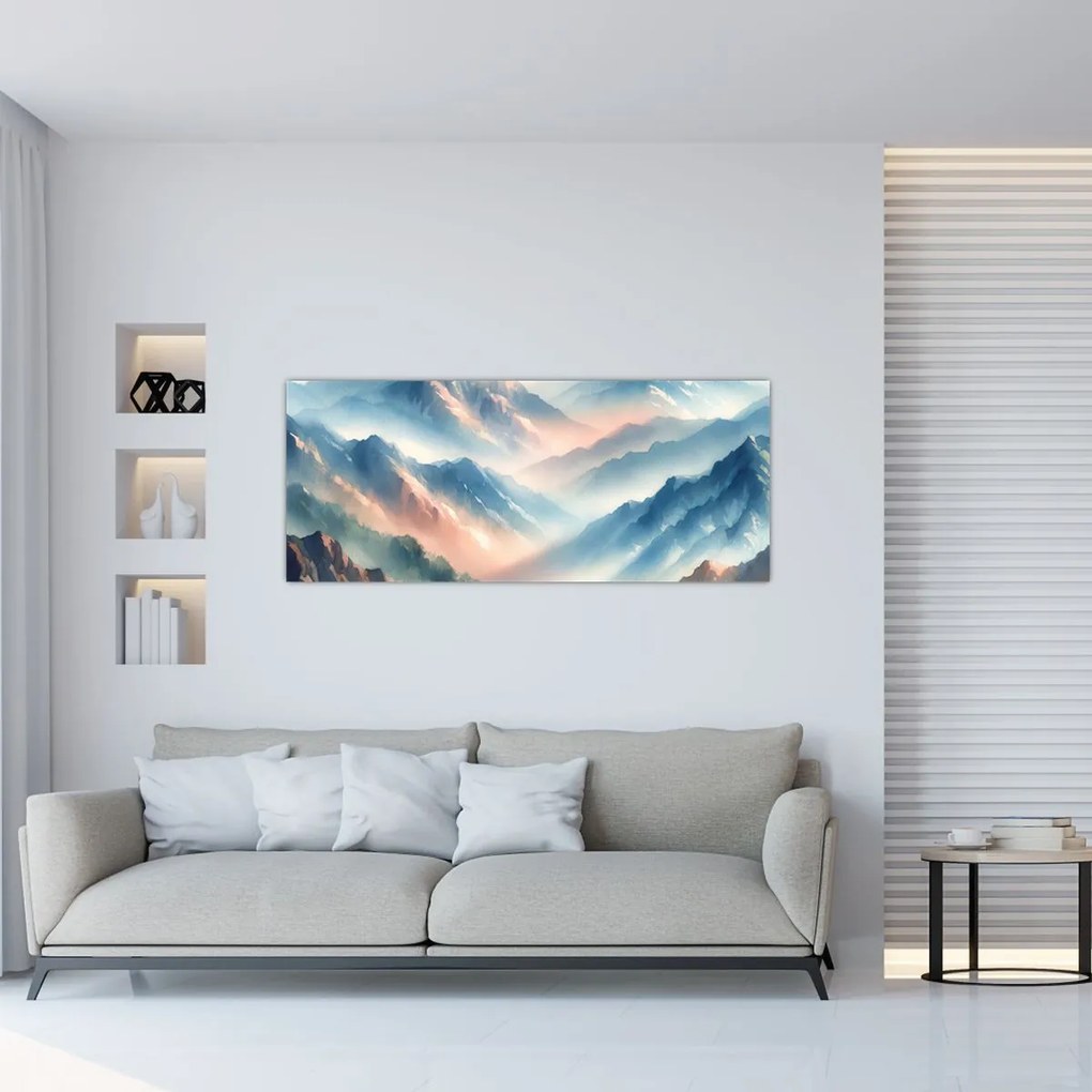 Tablou - Acuarelă munți (120x50 cm)