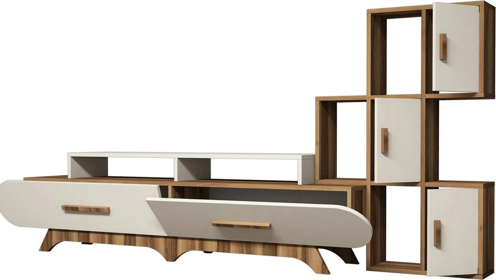 Comoda TV, Hanah Home, Flora S, 205x50x36.8 cm, Maro/Crem