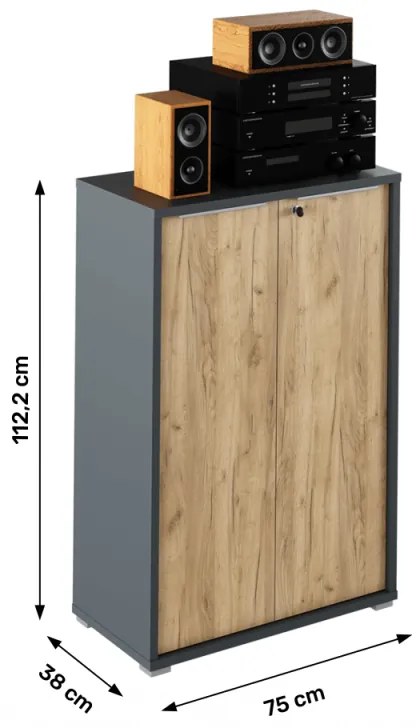 Dulap Birou RIOMA NEW TYP 09 Grafit/Stejar Artisan