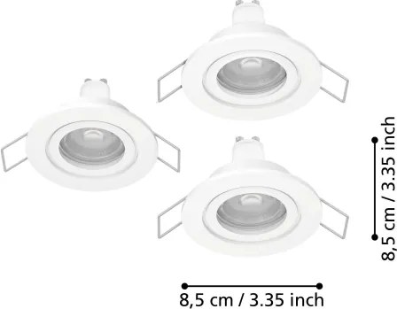 Eglo 902248 - Set 3x spoturi încastrate LED BARRANCO pentru baie, 1xGU10/4,5W/230V, IP44, alb