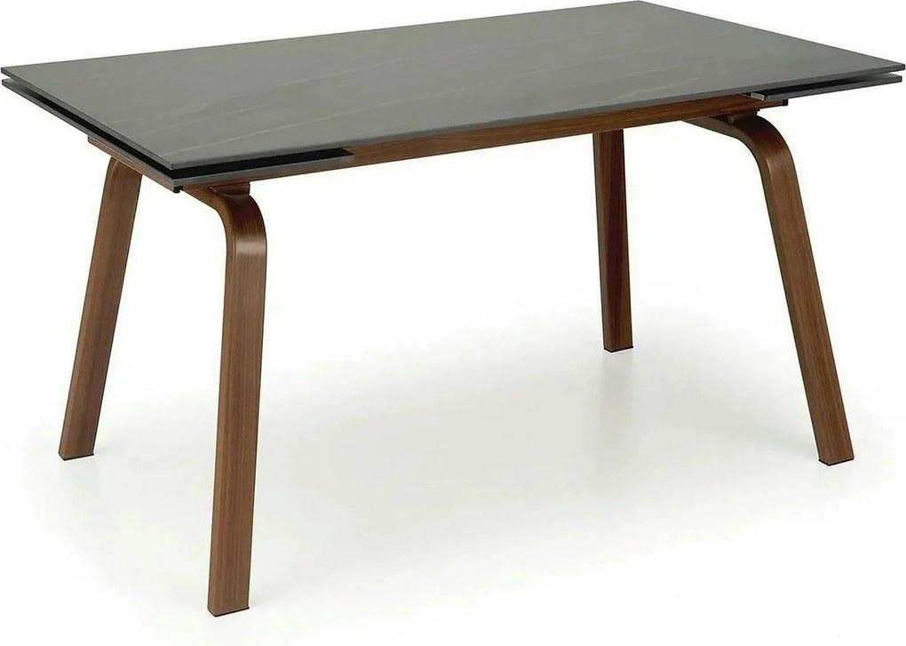 Masa extensibila LOZANO, maro/nuc, metal/piatra sinterizata, 140-200x8