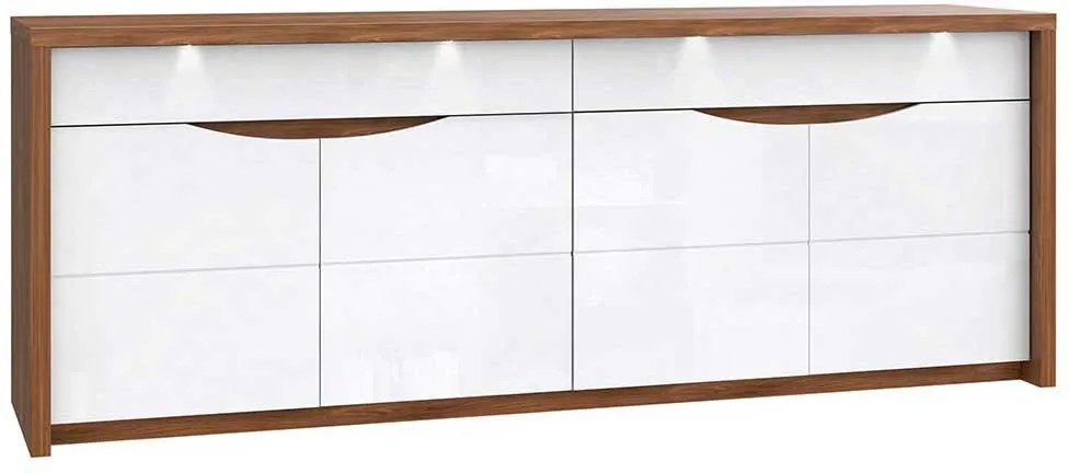 COMODA SAINT TROPEZ,227.1X52.7X84.4 CM,4 USI,2 SERTARE,LED INCLUS,CULOARE STEJAR SANGALLO/ALB LUCIOS,PAL/MDF