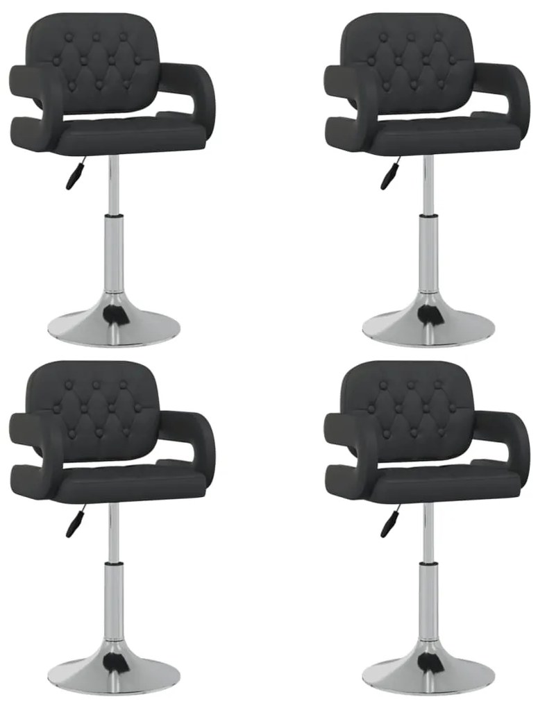 vidaXL Scaune de bucătărie pivotante, 4 buc., negru, piele ecologică
