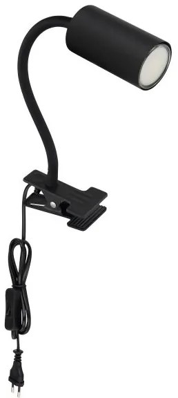 Lampă flexibilă cu clemă ROBBY 1xGU10/25W/230V neagră Globo 57911KB