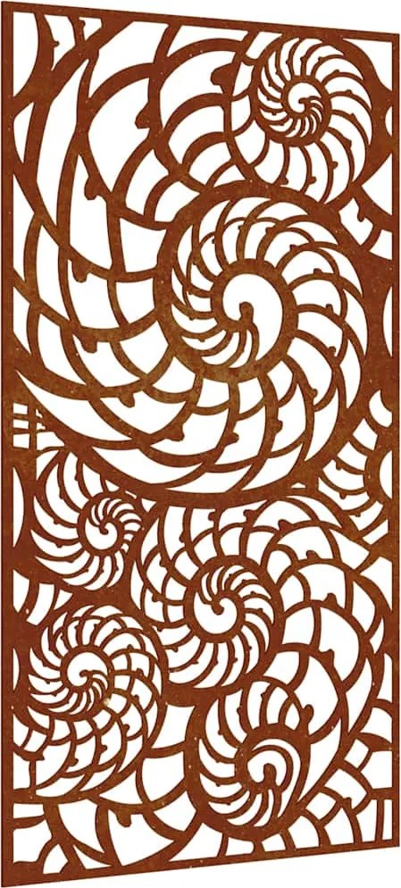 vidaXL Decor perete de grădină 105x55 cm design scoici oțel Corten
