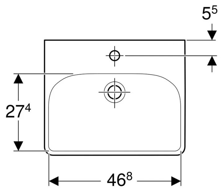 Lavoar baie alb 50 cm, dreptunghiular, Geberit Smyle