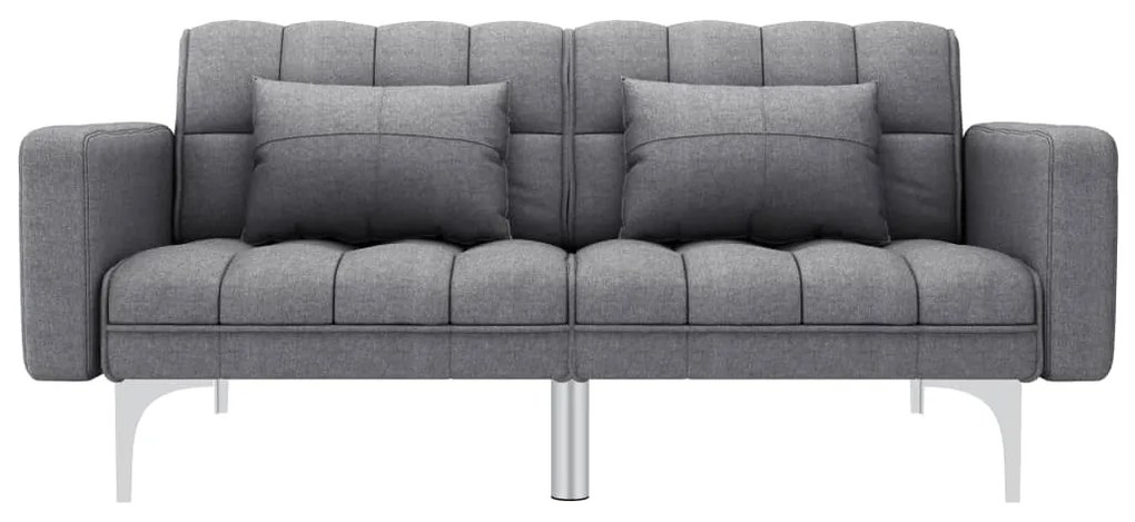 247215 vidaXL Canapea extensibilă, gri deschis, material textil