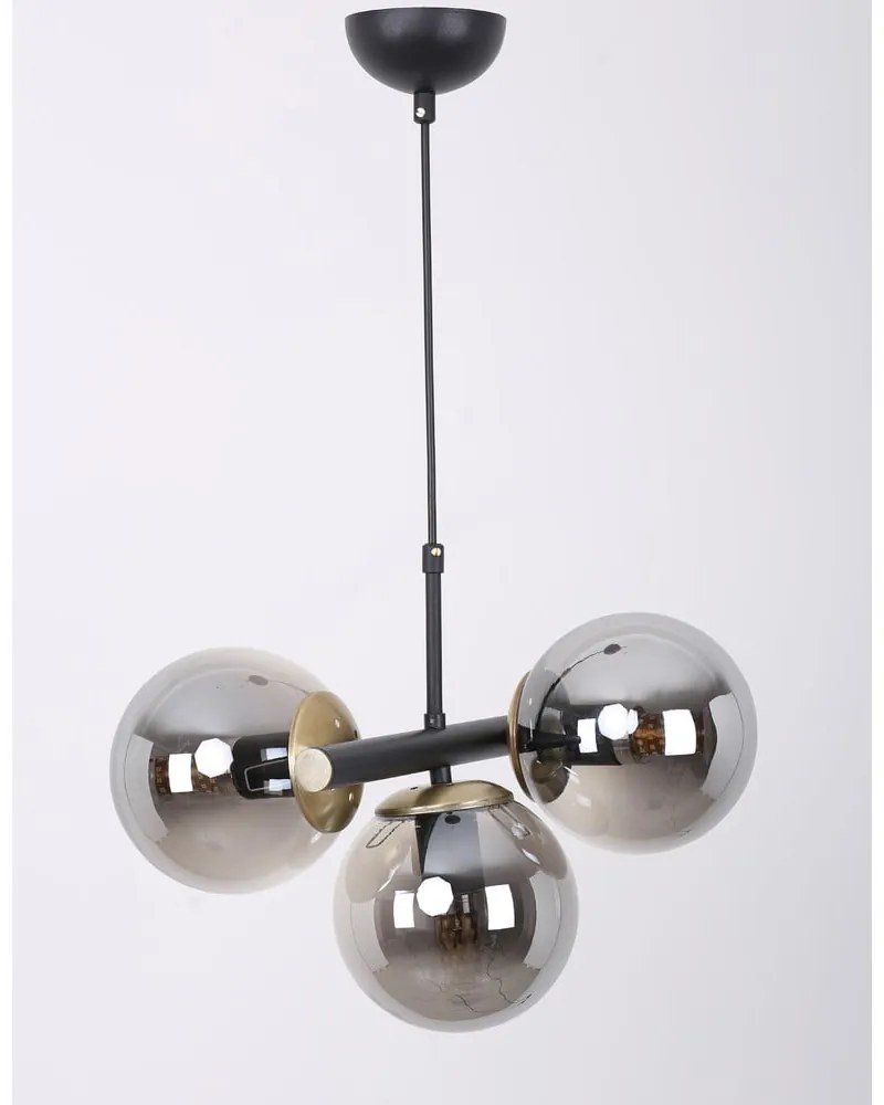 Lustră negru-gri cu abajur din sticlă ø 15 cm Cascade – Squid Lighting