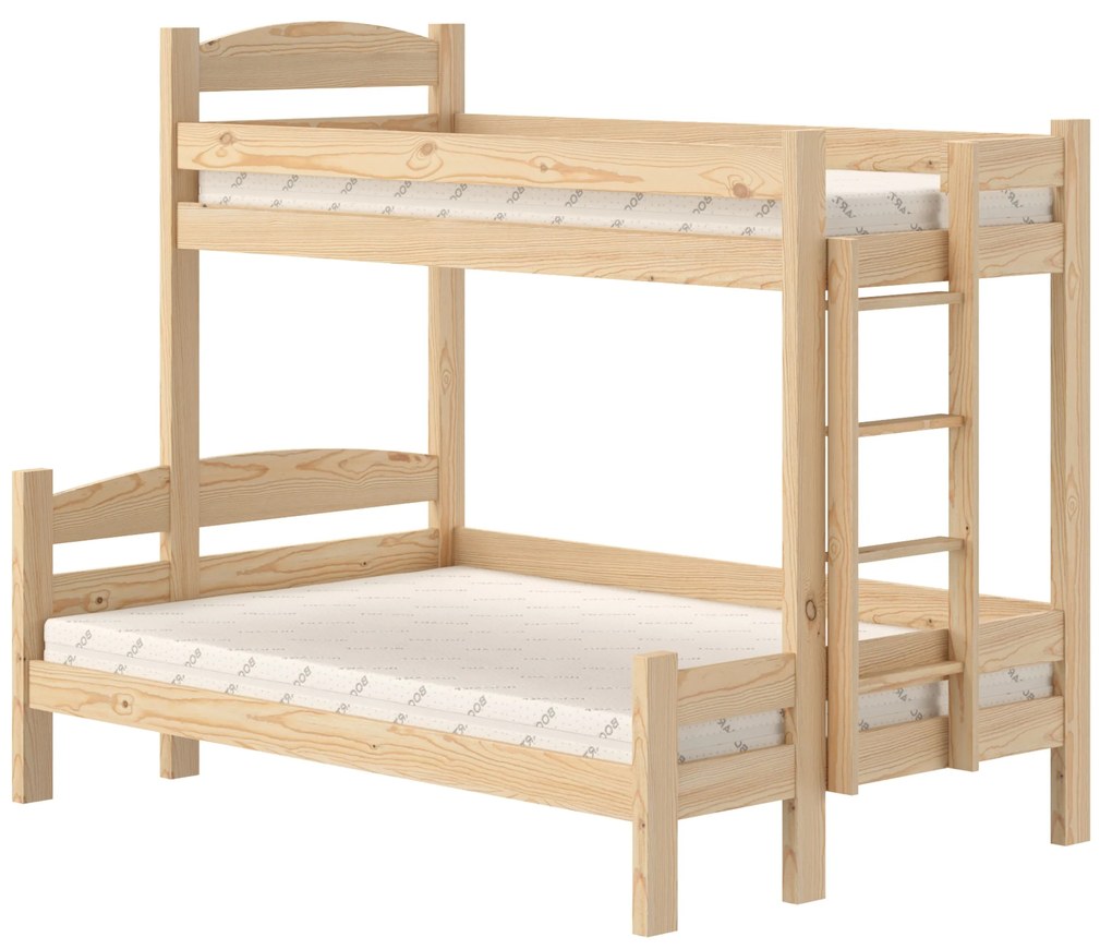 Pat supraetajat Lovic 90x200/120x200 cu sertare dreapta - pin