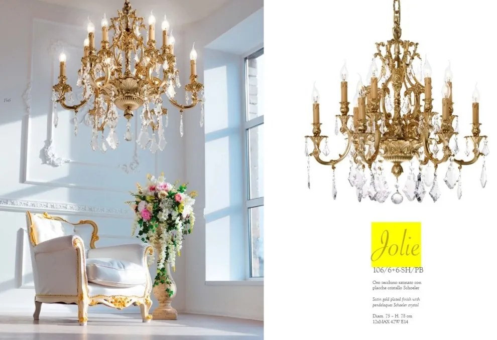 Candelabru 12 brate LUX cu cristale Scholer, Jolie