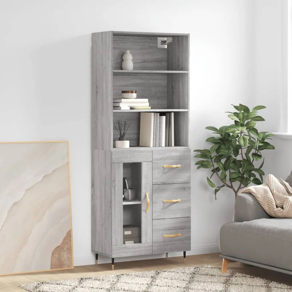 vidaXL Dulap înalt, gri sonoma, 69,5x34x180 cm, lemn compozit
