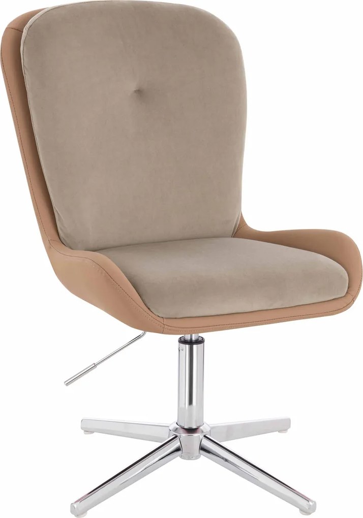 HR690CROSS Scaun Velvet&amp;soft Piele Pu Latte/Carmel Bază Cromata