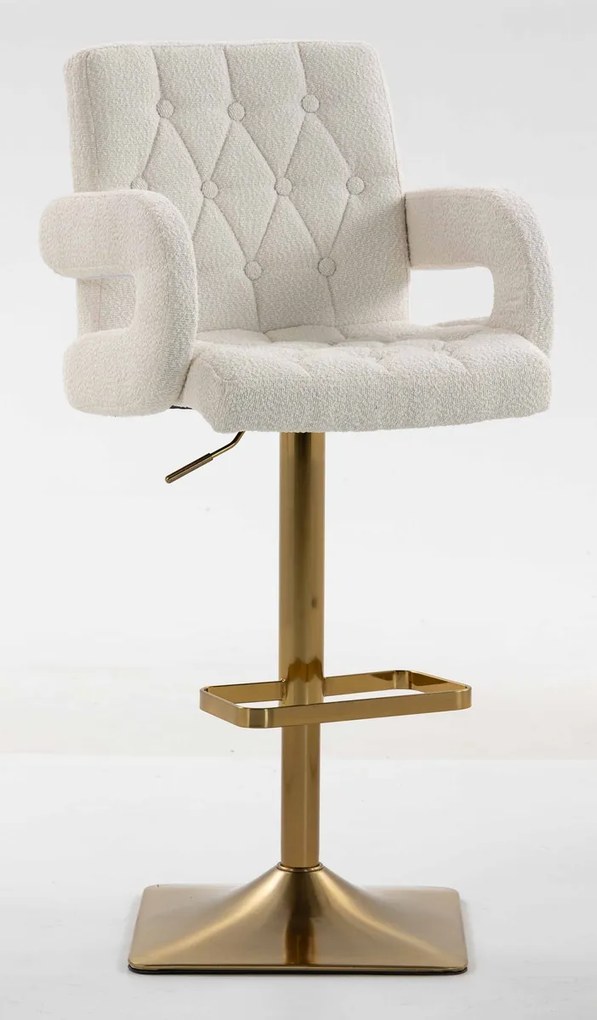 HR8404KW Scaun Crem Boucle cu Bază Aurie