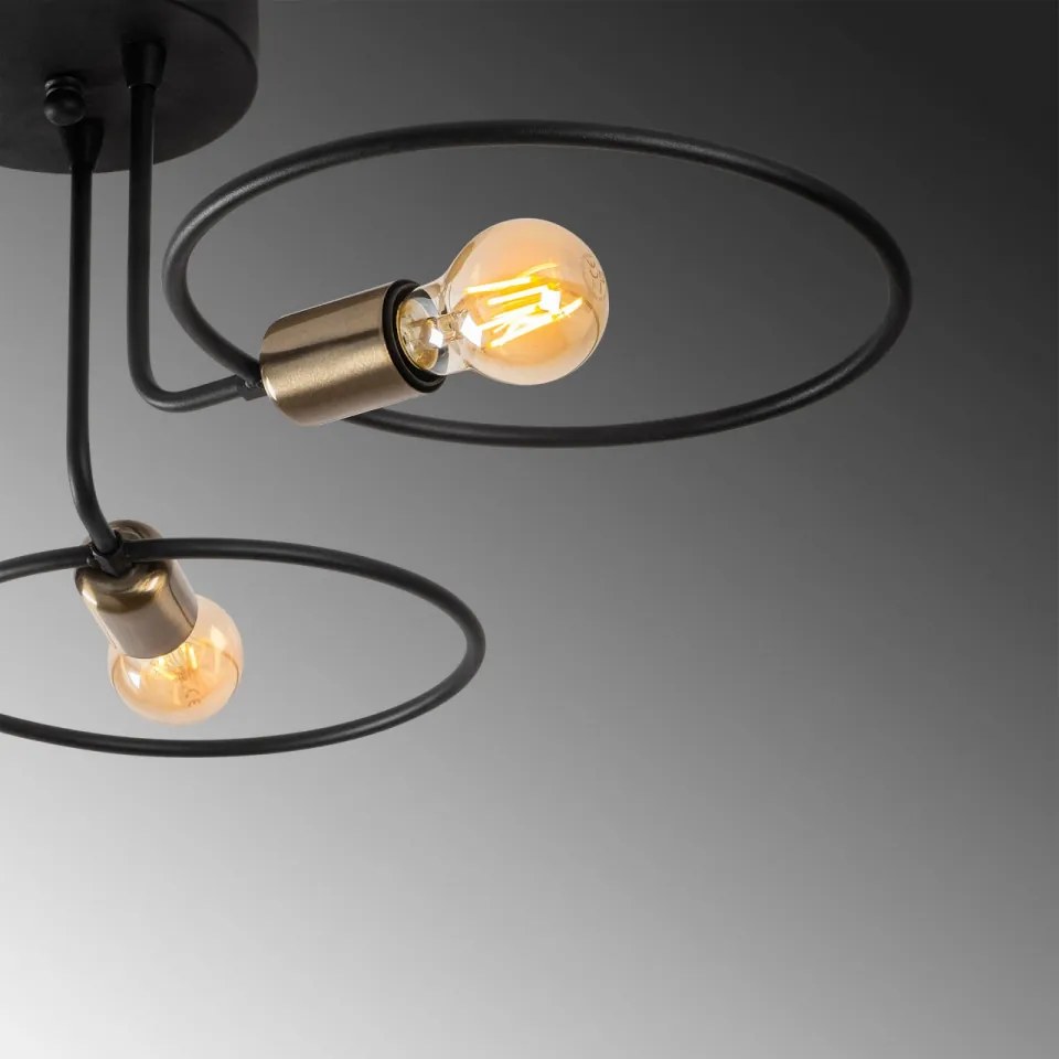 Lustra 3 Becuri Circle - 1341, Soclu E27, Max. 40W, Culoare Negru