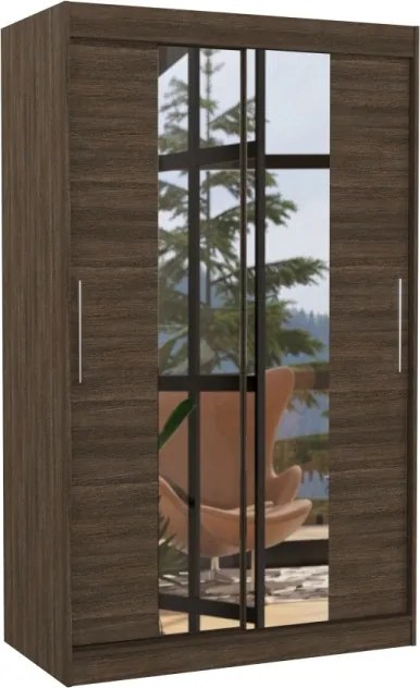 Dulap cu usi glisante si oglinda 120x200 cm, Santos, ADRK Furniture (Culoare: Sonoma)