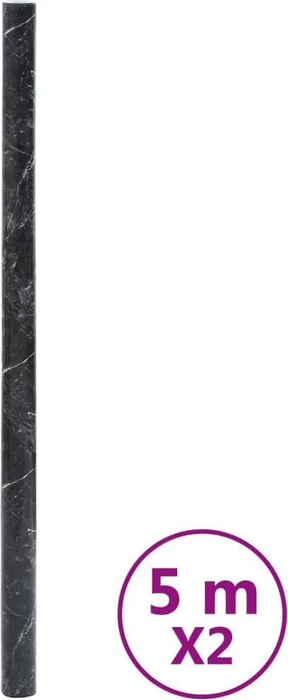vidaXL Autocolante pentru mobilier marmură, negru, 90x500 cm, PVC