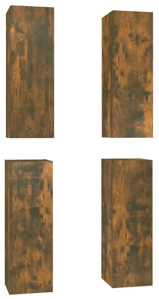 3120329 vidaXL Comode TV, 4 buc., stejar fumuriu, 30,5x30x90 cm lemn prelucrat