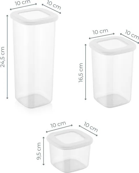 Set caserole depozitare (24 buc) BNMPOLYWS24-51217 plastic 10 x 10 x 9,5 cm Alb P14A