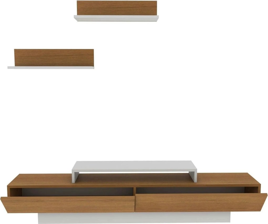 Mobilier living LUSI, stejar miere/alb, PAL melaminat, 3 piese