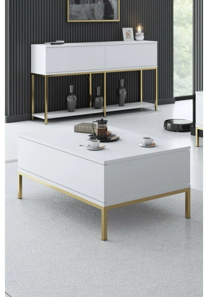 Măsuță de cafea Lord White and Gold