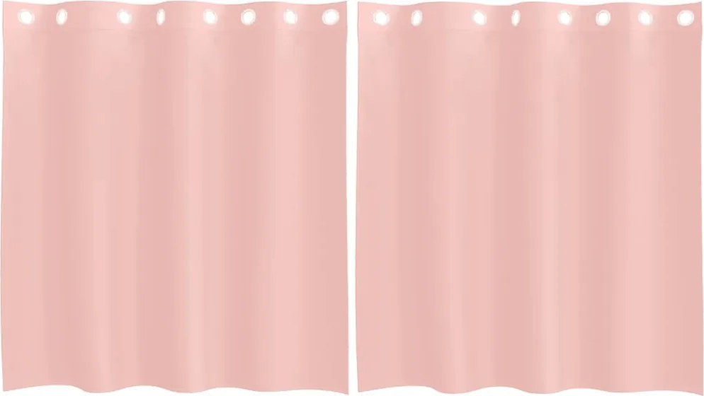vidaXL Perdele Voile cu Oelii 2 buc Roz 140x140 cm