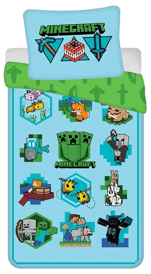 Lenjerie de pat pentru copii din bumbac pentru pat de o persoană 140x200 cm Minecraft – Jerry Fabrics